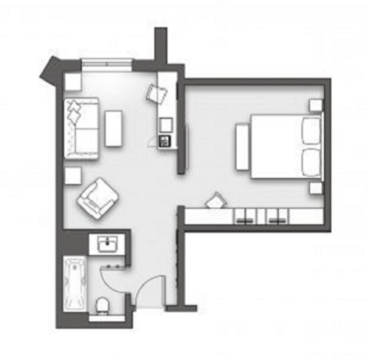 Boulevard Hotel Blackpool Bilik gambar A studio apartment layout